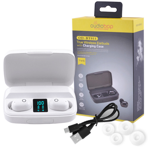 

Беспроводные bluetooth-наушники OudioBop OD-BT011 с кейсом, индикация заряда, white