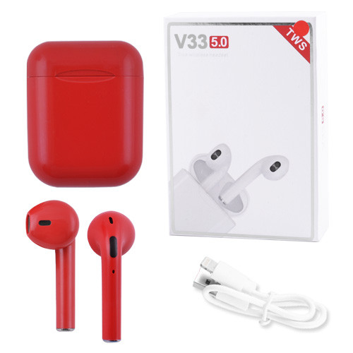 

Беспроводные bluetooth-наушники DP V33 5.0 с кейсом, red