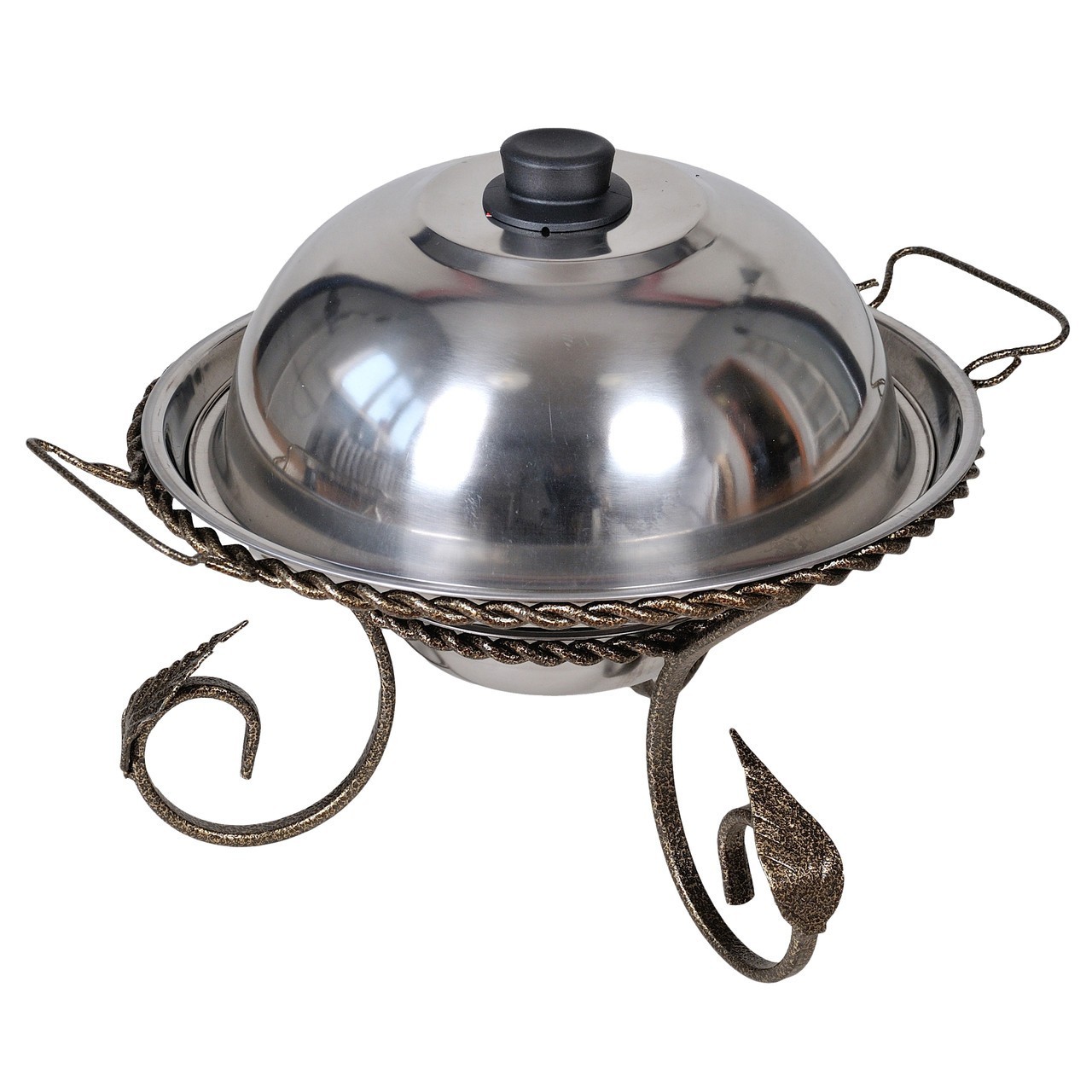 

Подставка для подогрева мяса шашлыка Садж с коваными элементами 280 мм + крышка (из нержавеющей стали) (49-1089-1)