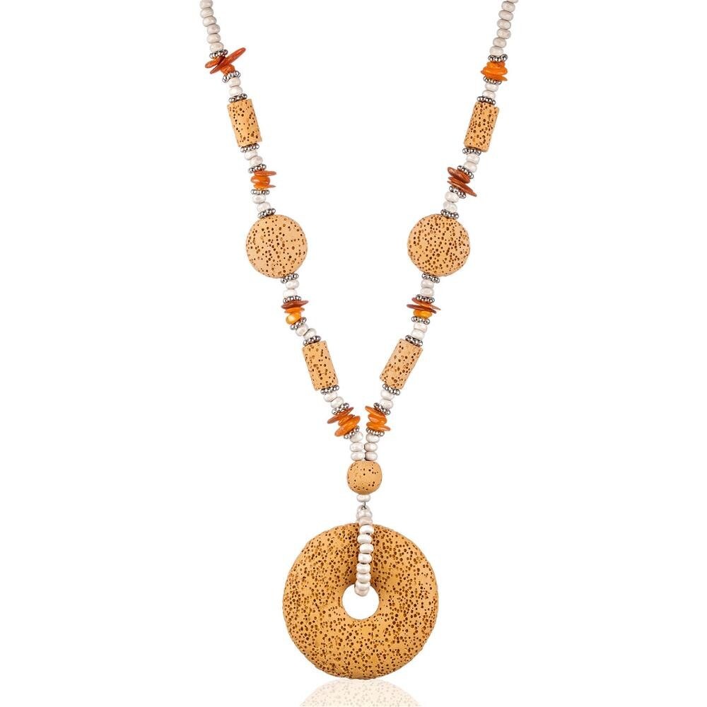 

Длинное ожерелье YA.VA Handmade бижутерия из вулканической лавы жёлтое P0270227