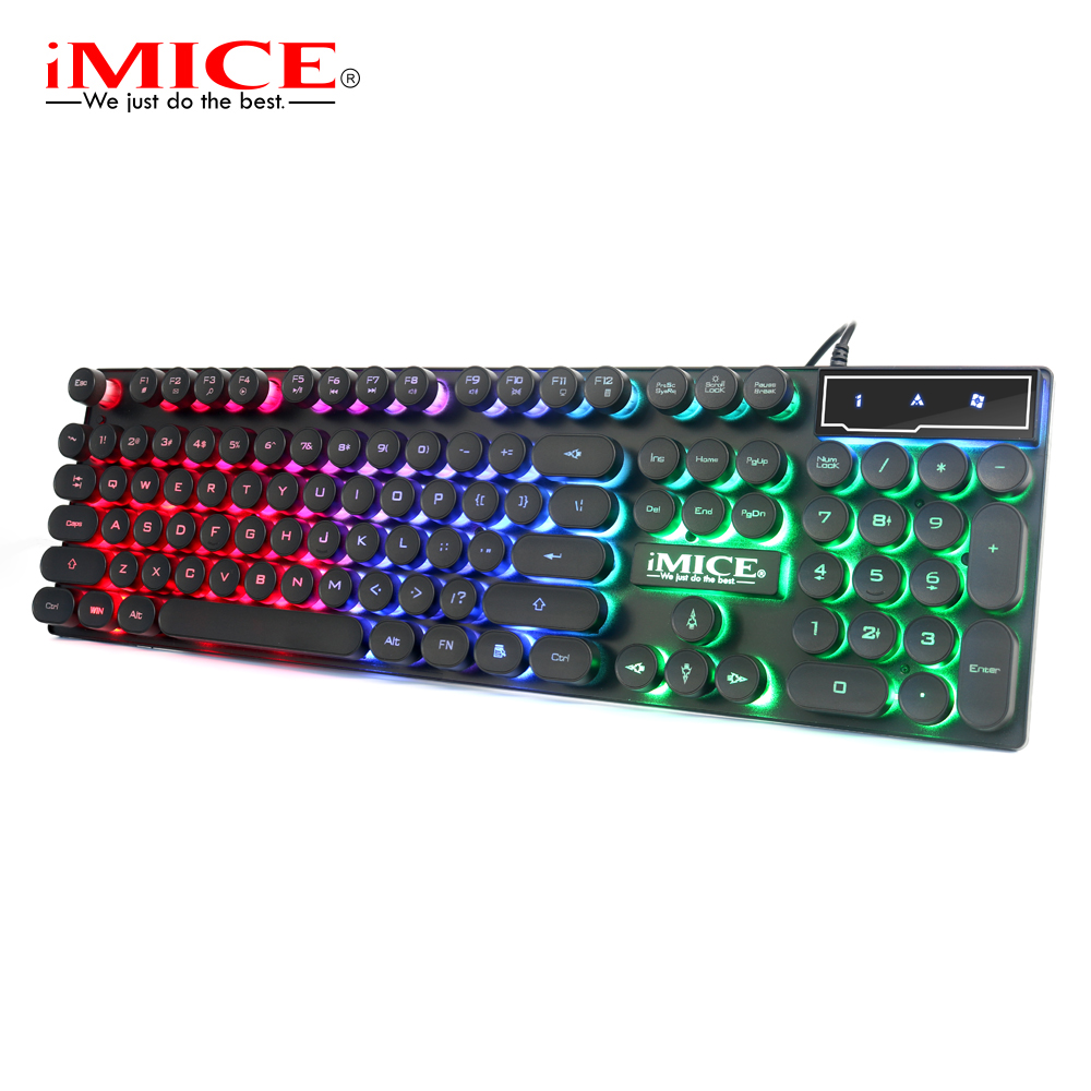 

Игровая клавиатура для ноутбука и ПК с подсветкой Backlit keyboard iMICE AK-800 мембранная проводная USB подсветка разноцветная под клавишами