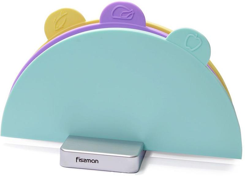 

Набор кухонных разделочных досок 3 шт. Fissman Cutting board Ø28 см пластиковые круглые на подставке (FN-8008)