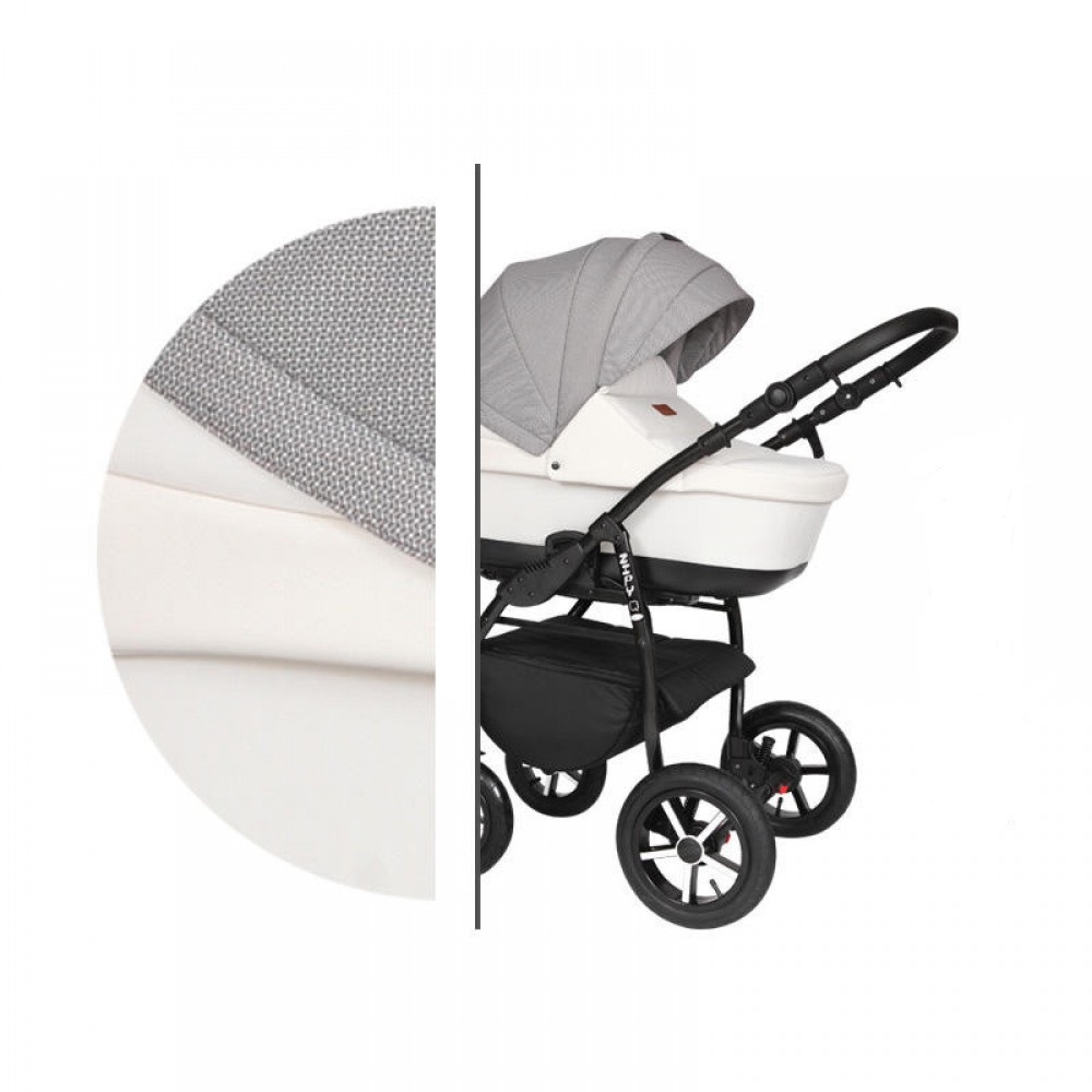 

Коляска универсальная 2 в 1 Baby Merc Zipy Q ZQ/133B Белый/Серый на черной раме с дождевиком + москитная сетка, чехлы и сумка для мамы