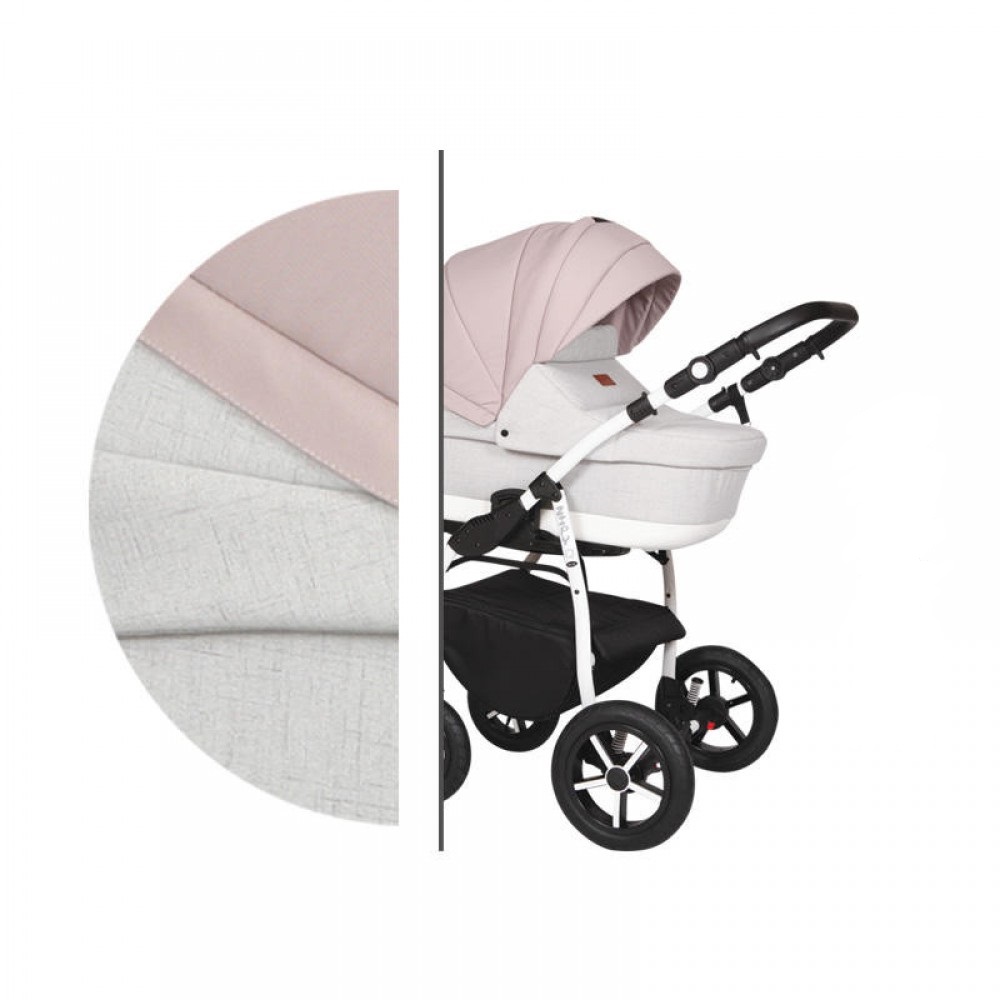 

Коляска универсальная 2 в 1 Baby Merc Zipy Q ZQ/138C Белый/Розовый на белой раме с дождевиком + москитная сетка, чехлы и сумка для мамы