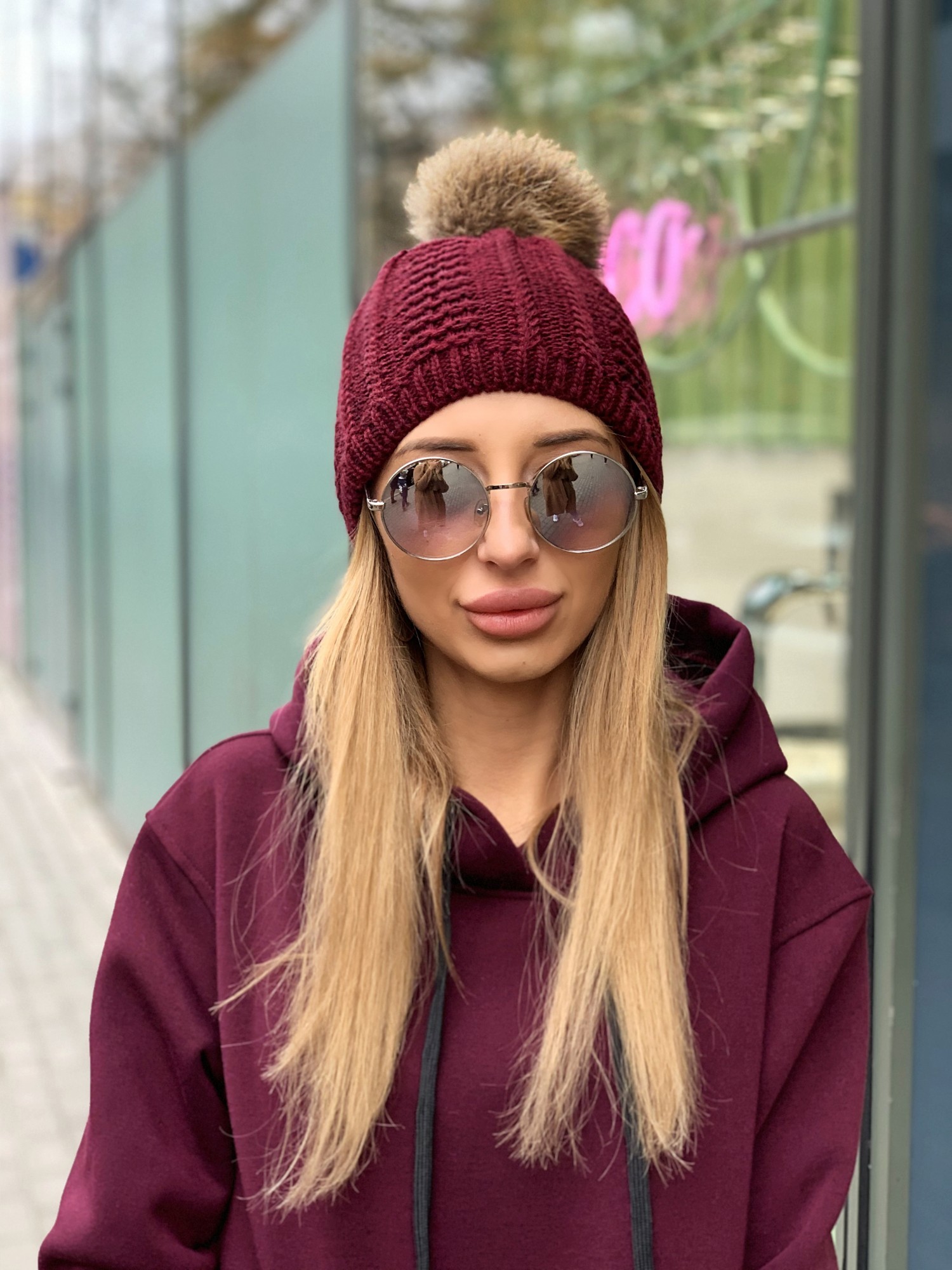 

Женская шапка PINK&MILK Аляска Бордовый