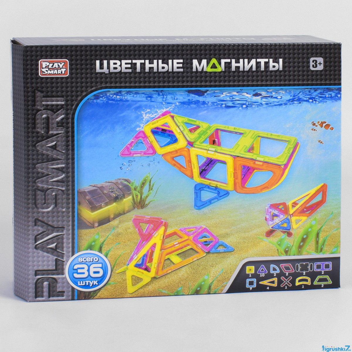 

Конструктор магнитный 36 деталей PLAY SMART