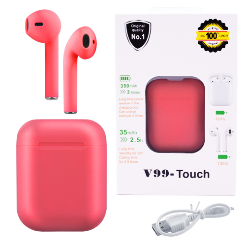 

Беспроводные наушники Wireless V99 с кейсом розовые 7750