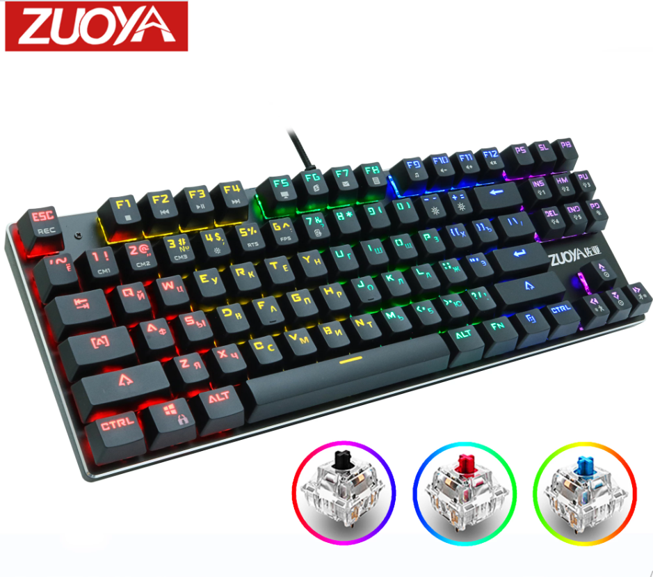 

Клавиатура игровая Механическая Проводная ZUOYA X51 87 с RGB-подсветкой Anti Ghosting (Blue Switch)