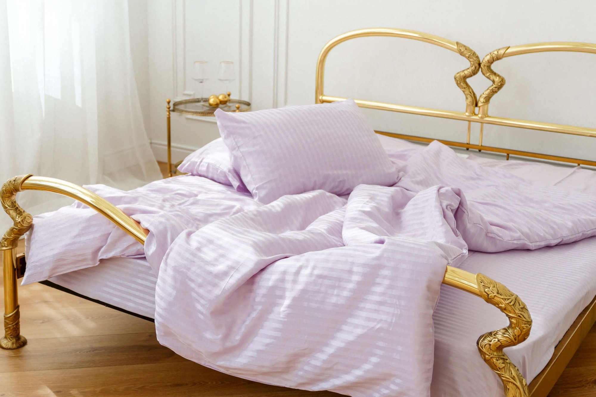 

Постельное бельё Textile Hygge сатин страйп 200х220 (простынь на резинке) лиловый 303312001