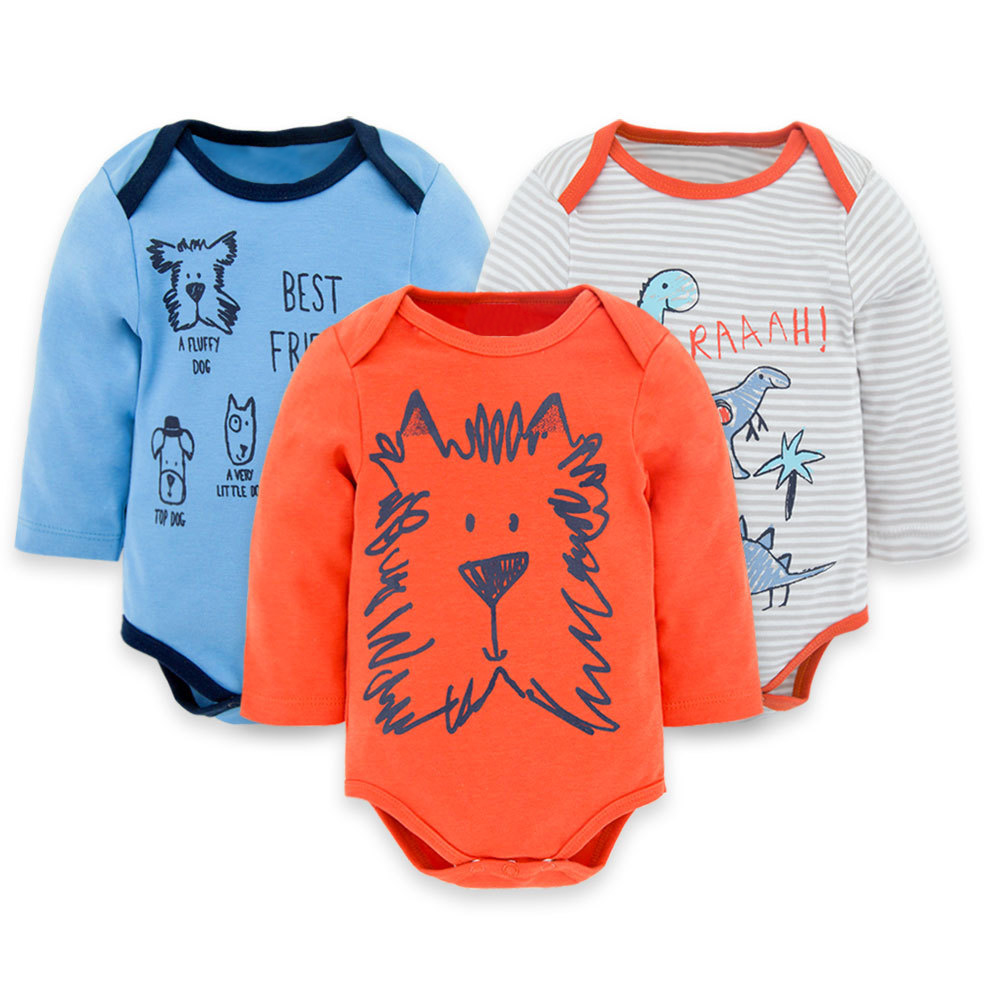 

Боди для мальчика Динозавры (3шт.) Berni Kids (62 / 3-6 мес) Голубой
