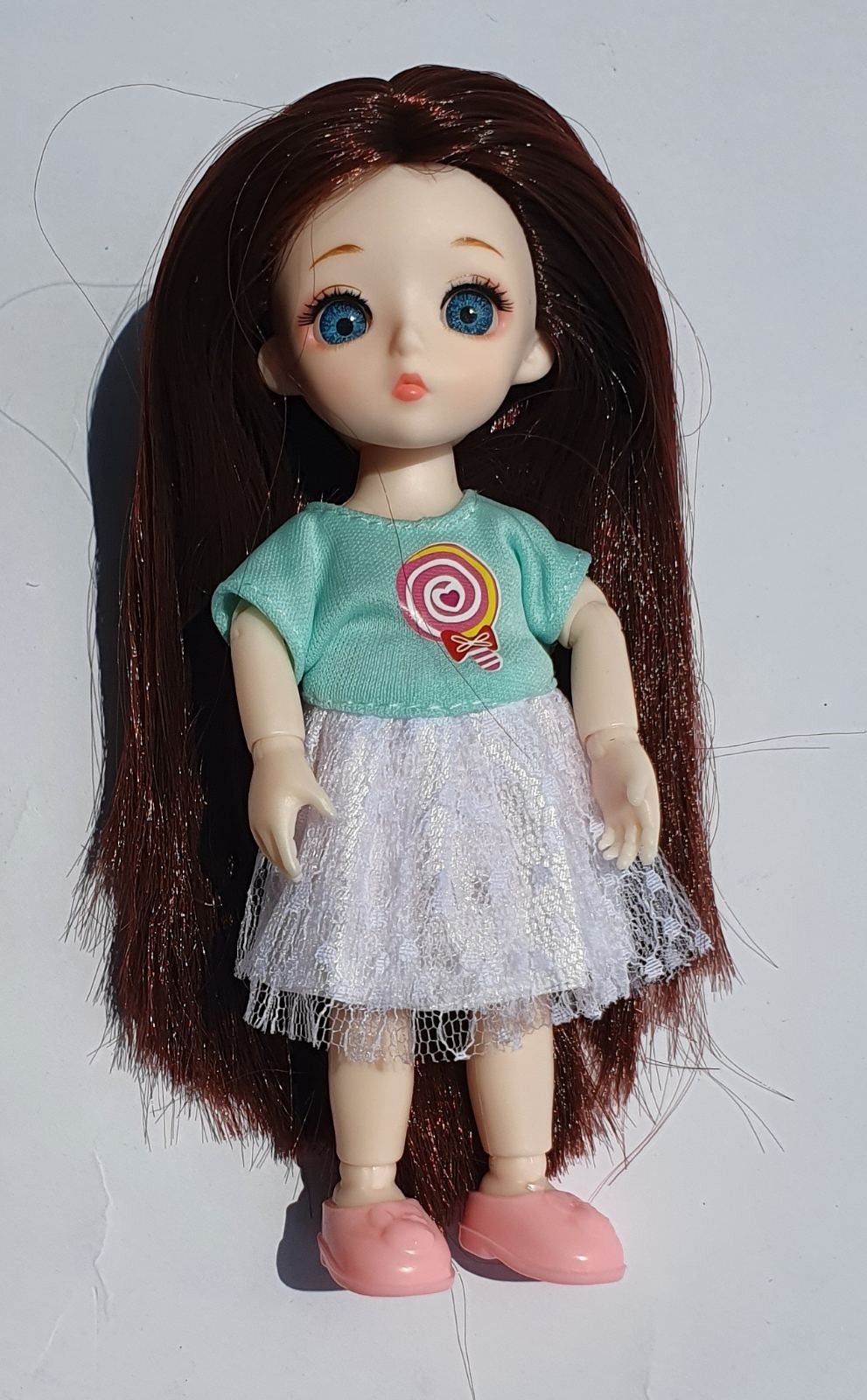 

Кукла шарнирная BJD с 3D голубыми глазами, коричневым волосами 16 см D192