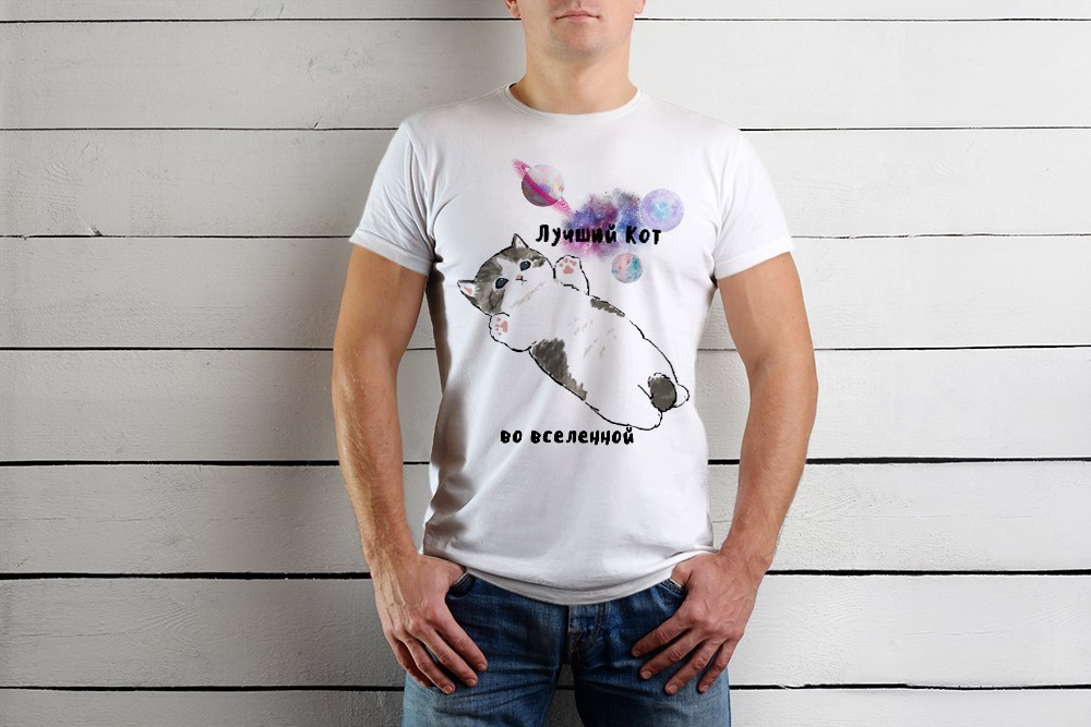 

Футболка Just Print It Лучший кот во вселенной, , біла, Футболка Just Print It Лучший кот во вселенной, S, біла