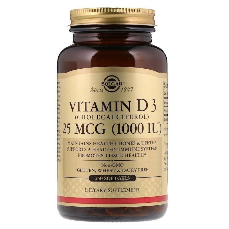 

Витамины Solgar Vitamin D3 Cholecalciferol 1000 IU 250 капсул