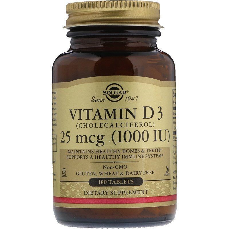 

Витамины Solgar Vitamin D3 Cholecalciferol 25 мкг 1000 IU 180 таблеток