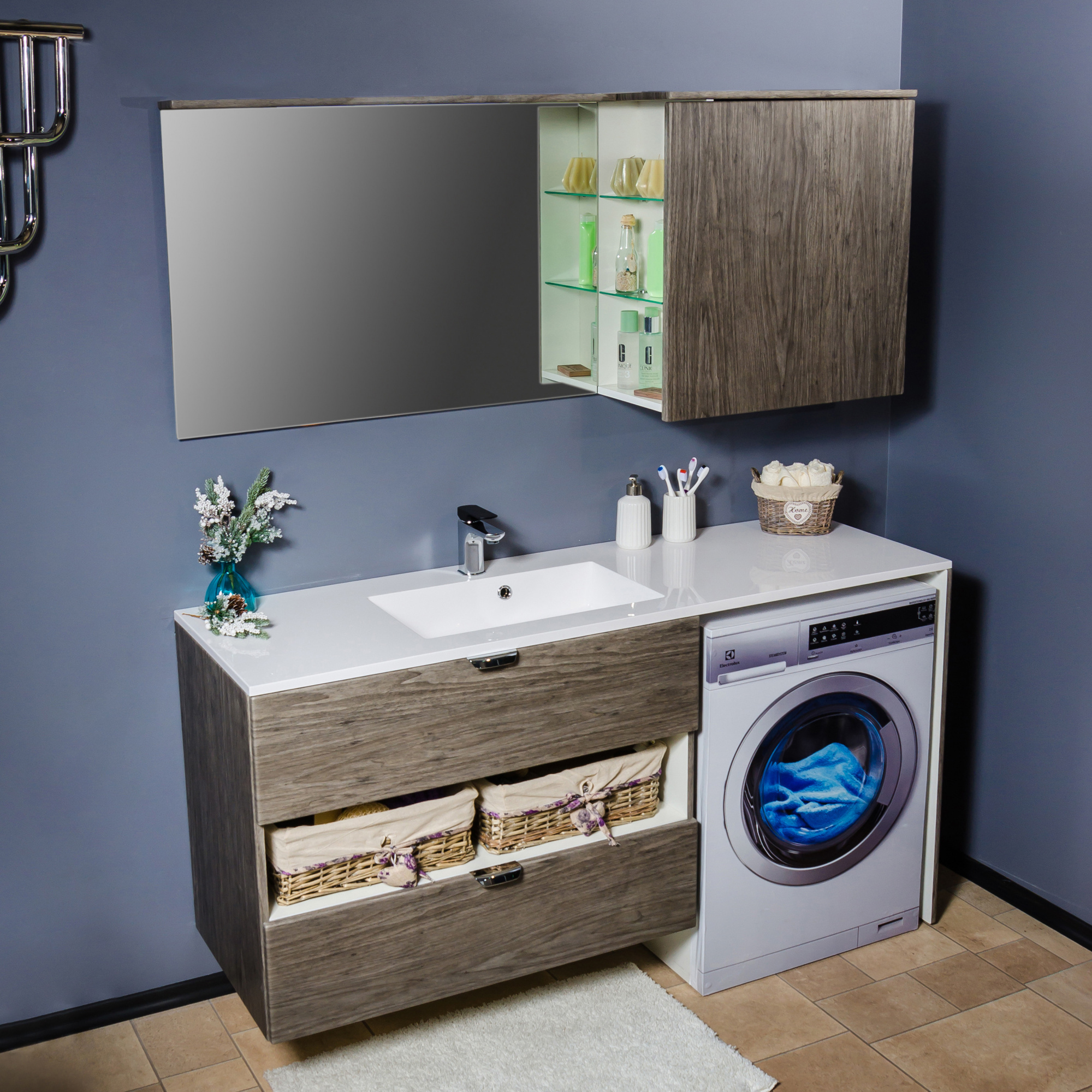 

Зеркальный шкафчик Fancy Marble Vivara правосторонний с подсветкой дуб 150х68.6 см