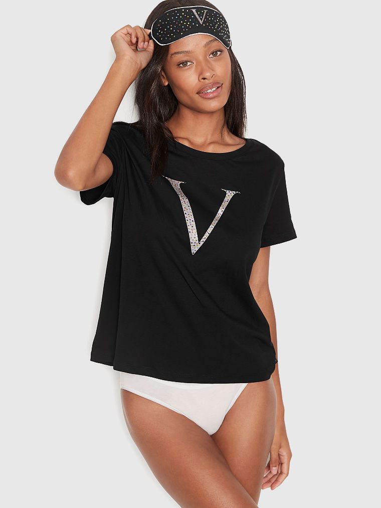 

Пижамная футболка Victoria's Secret 117000549 XL Черная