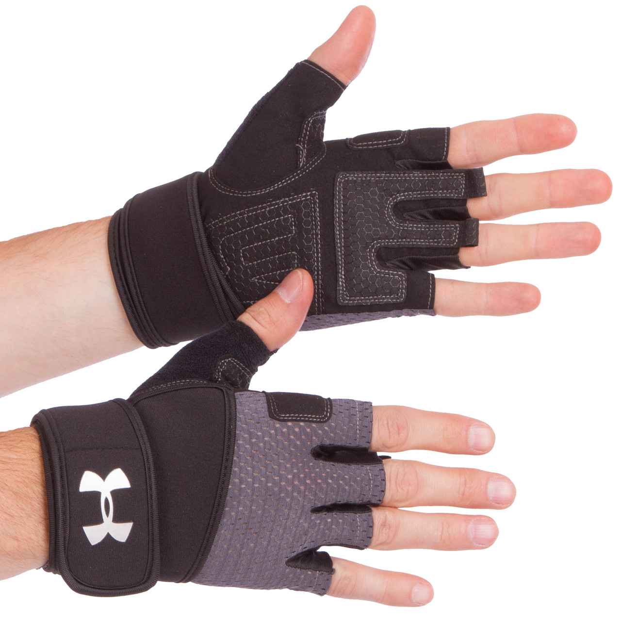 

Перчатки спортивные многоцелевые с открытыми пальцами Under My Fit 859 размер L Black-Grey