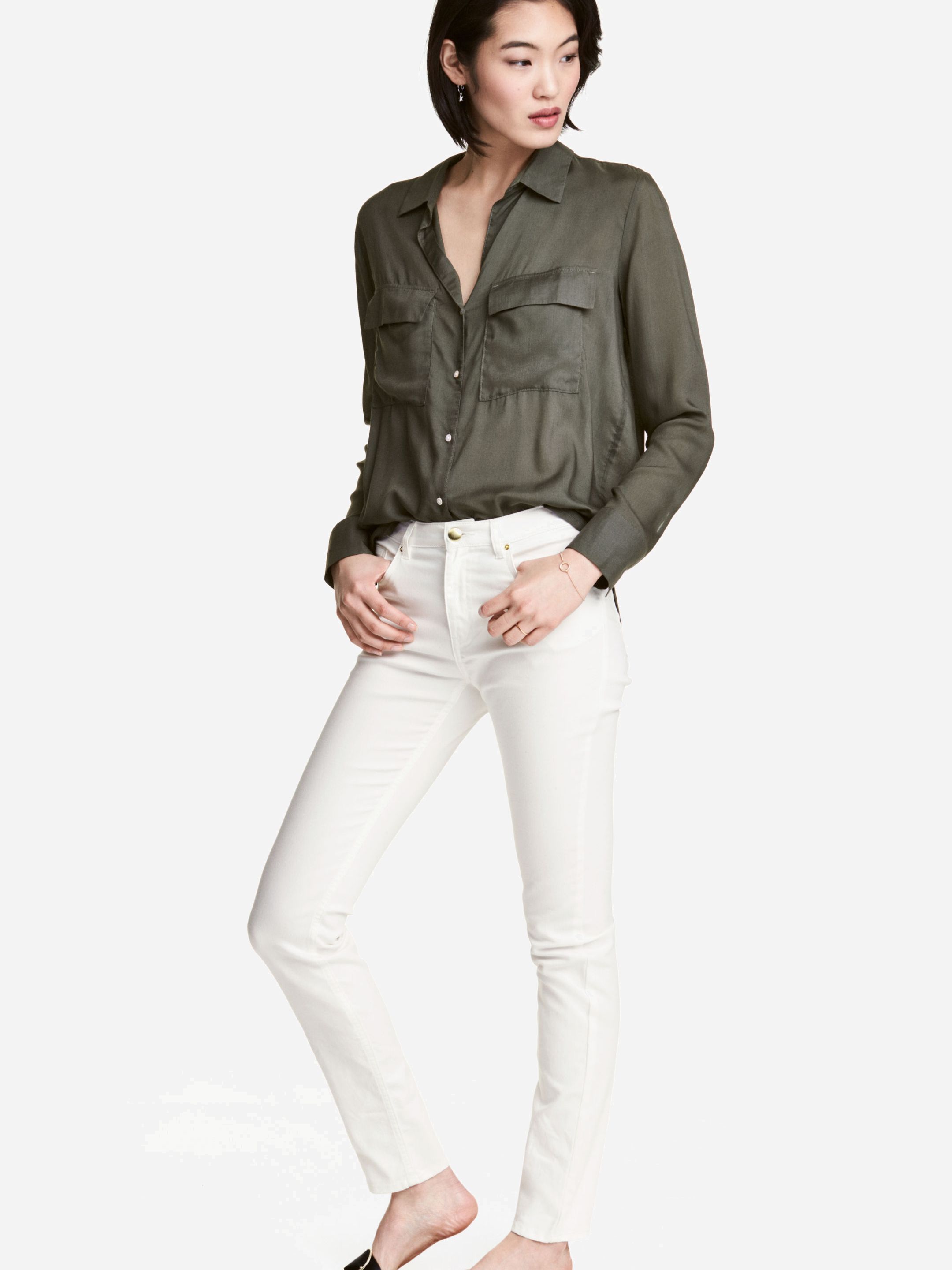 

Джинсы H&M 4669325-ACTS 32 Белые