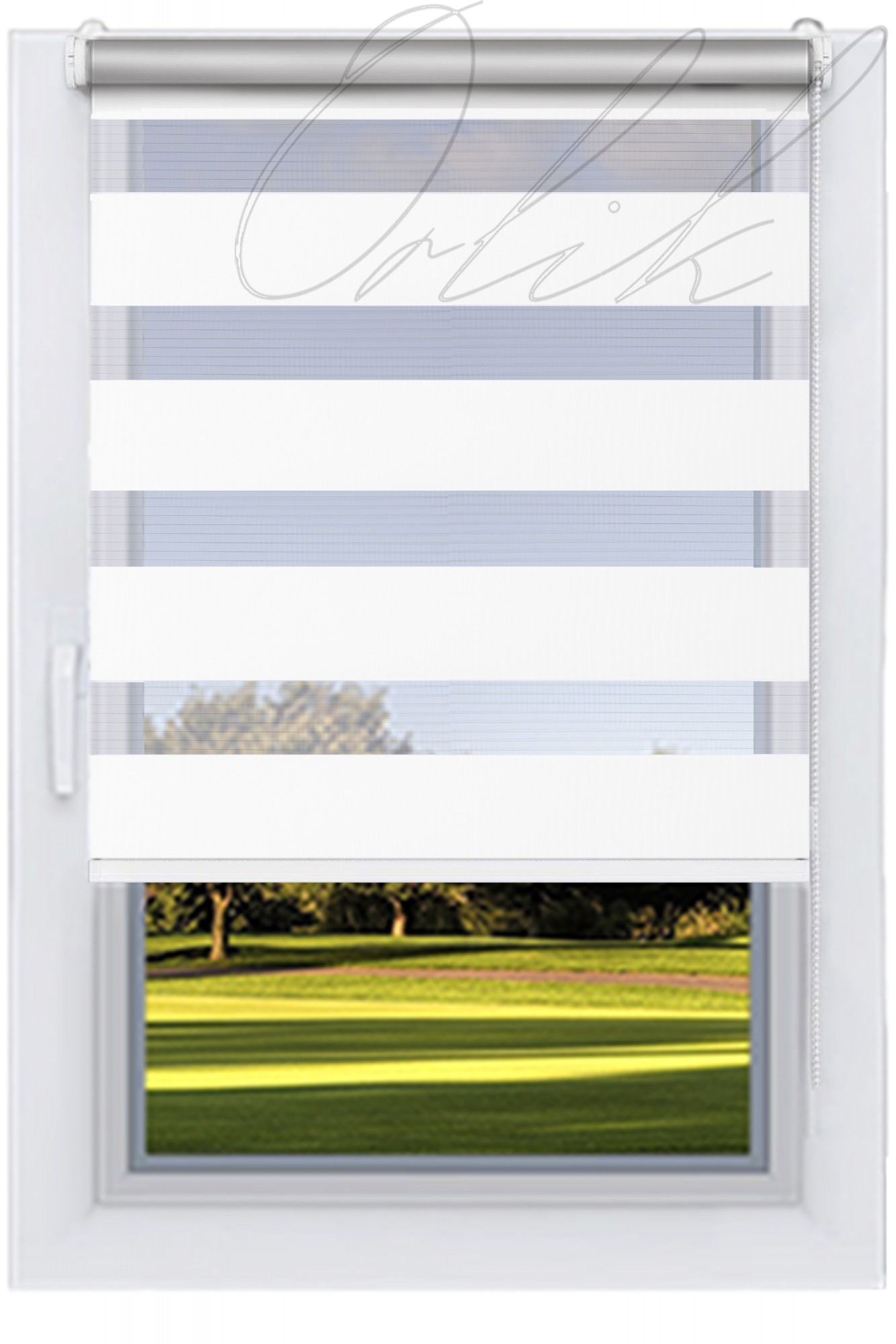 

Ролета тканевая DECOLUX 47,5x160 ,Screen BSC-203 White-grey,Мини 19 белый