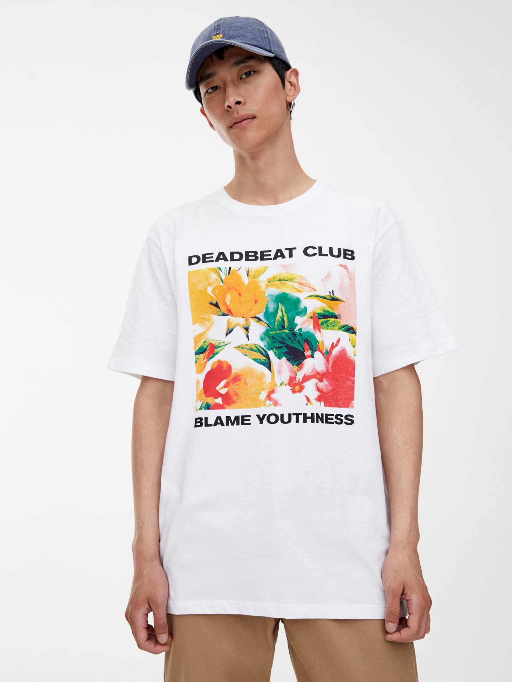 

Футболка Pull & Bear 9242/554/250-AEKZ L Белая с принтом цветная