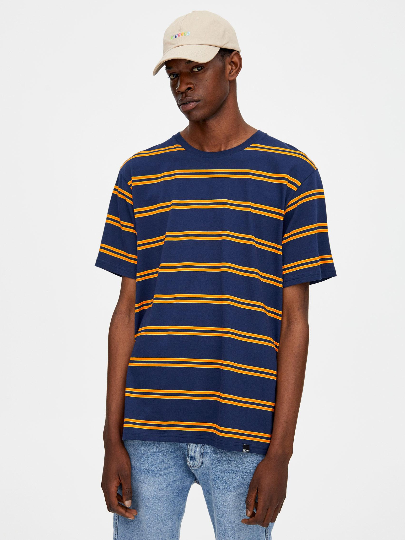 

Футболка Pull & Bear 9230/574/401-ABRN XS Темно-синяя в оранжевую полоску