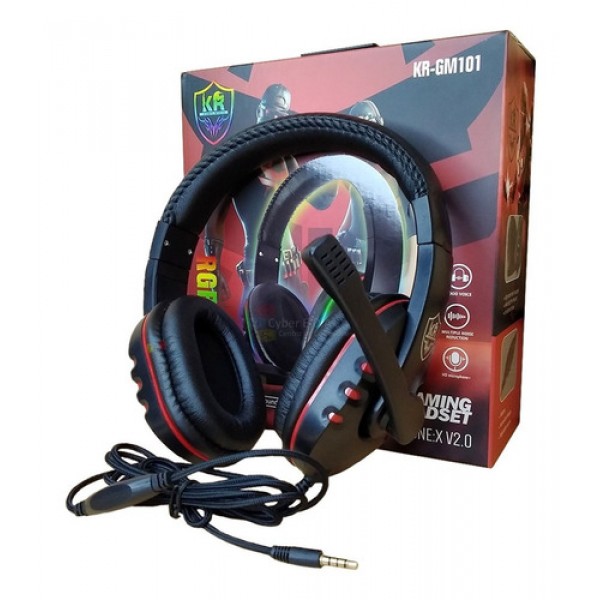

Игровые наушники Gaming Headset KR-GM101 RGB. Проводная игровая гарнитура с микрофоном и подсветкой