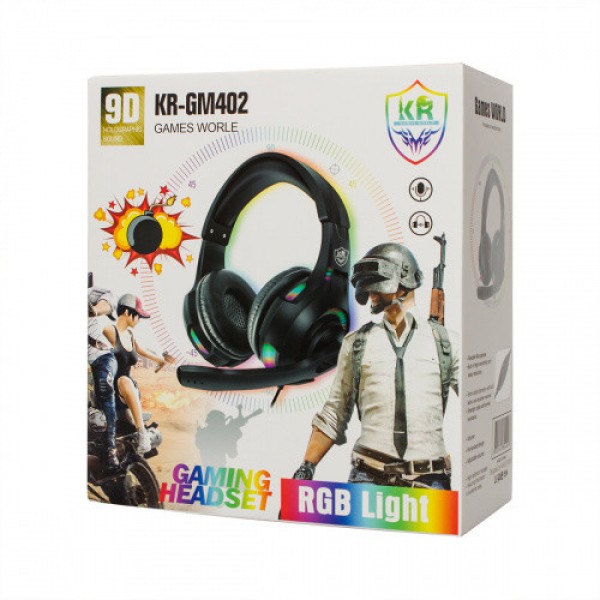 

Игровые наушники Gaming Headset KR-GM402 RGB. Проводная игровая гарнитура с микрофоном и подсветкой