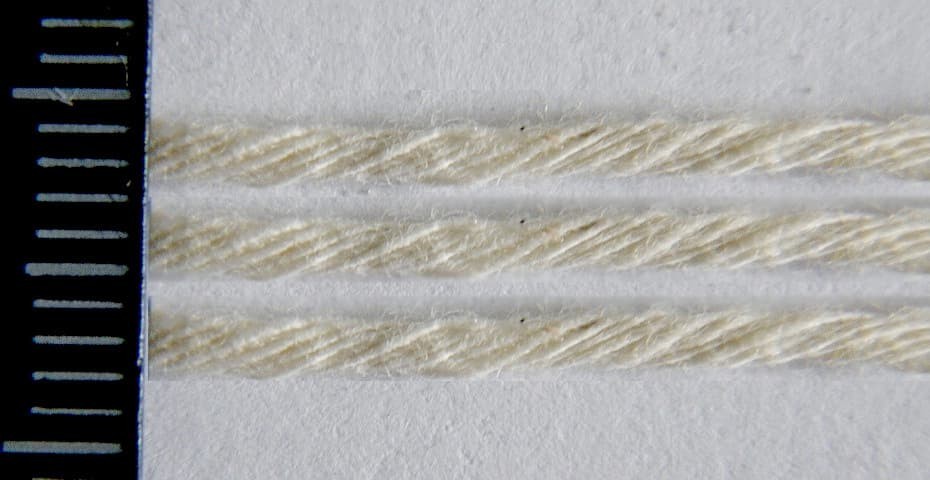 

Фитиль для свечей крученый хлопковый Ø: от 30 до 32 нитей 1000 метров