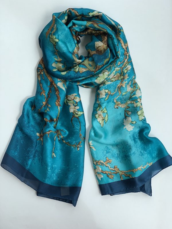 

Шарф шелковый дерево Fashion Scarves FS005 морская волна