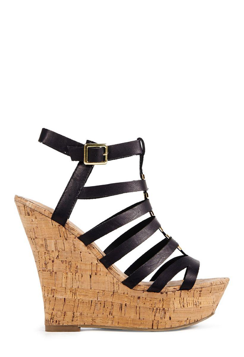 

Босоножки на танкетке Justfab Womens Vernisha Black (41)
