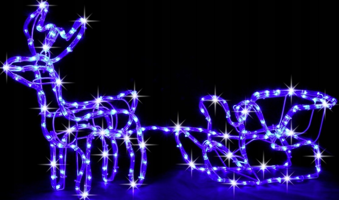

Олень с санками Светодиодный LED 120см синий 1-0105