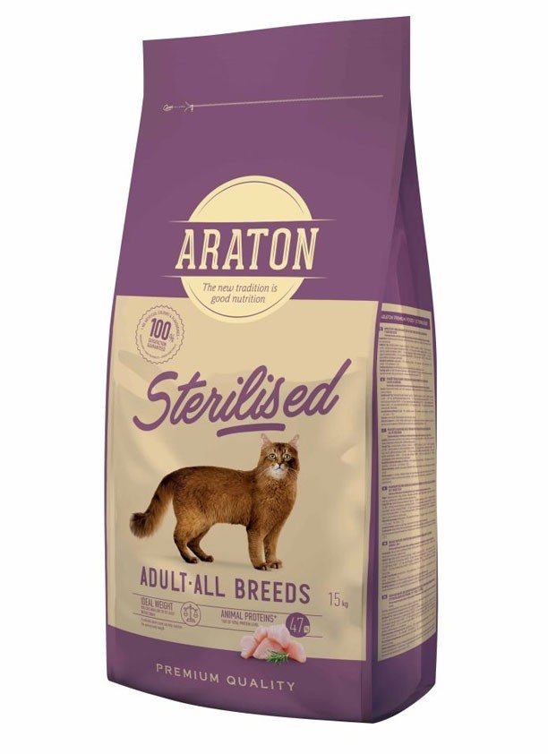 

Сухой корм для стерилизованных кошек Araton Sterilised Adult All Breeds 15 кг