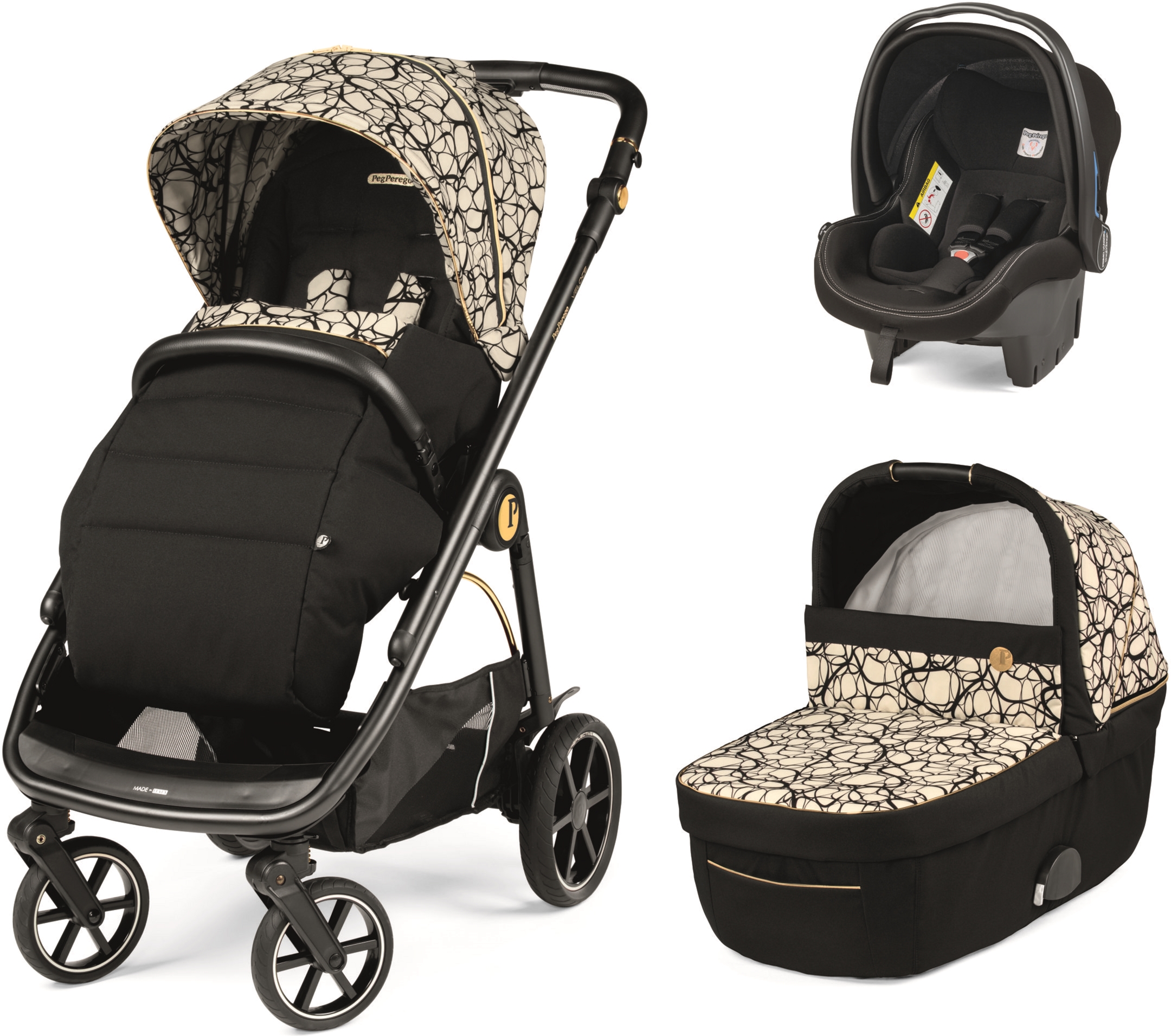 

Универсальная коляска 3в1 Peg-Perego Veloce Grafic Gold SL Графическое золото (PACK-VEL31SL50RO01)