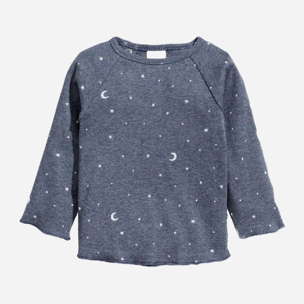 

Футболка с длинными рукавами пижамная H&M 539356 62 см Темно-синяя