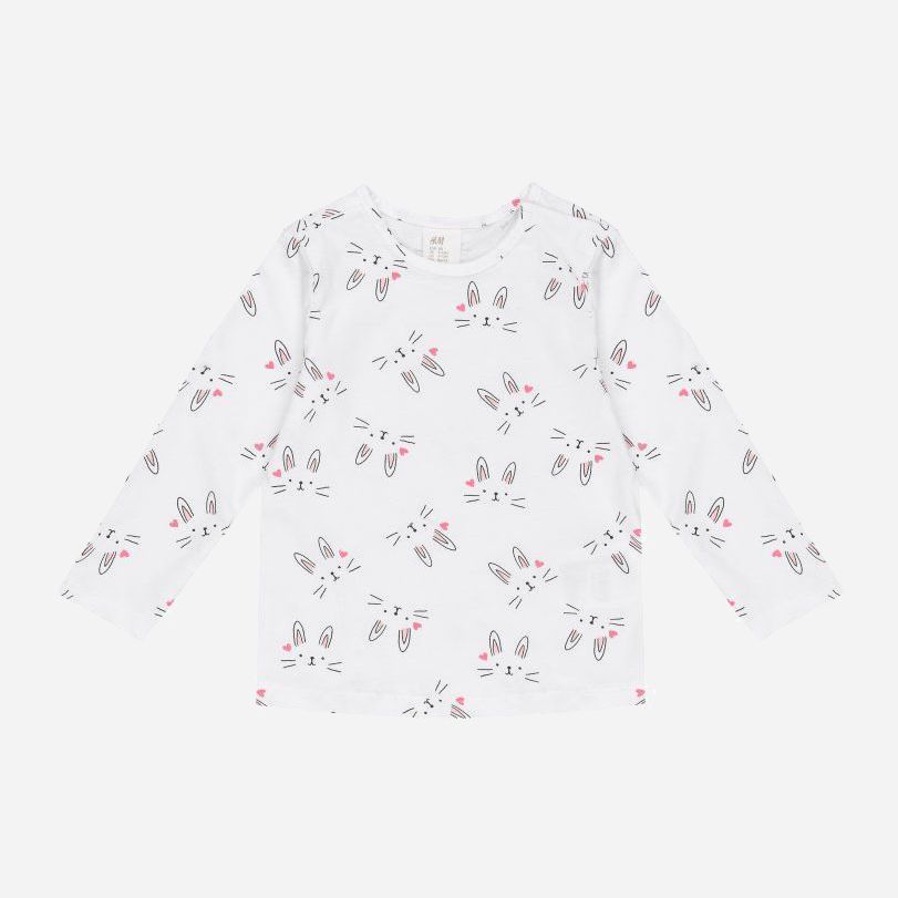 

Футболка с длинными рукавами H&M 662086 86 см Белая