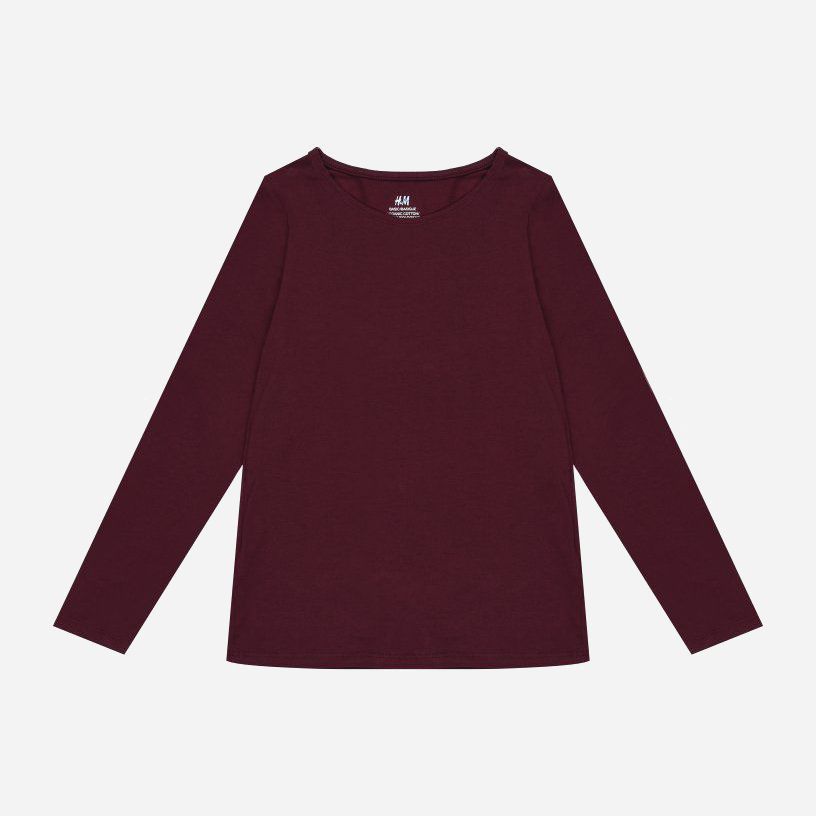 

Футболка с длинными рукавами H&M 62042401 110-116 см Бордовая