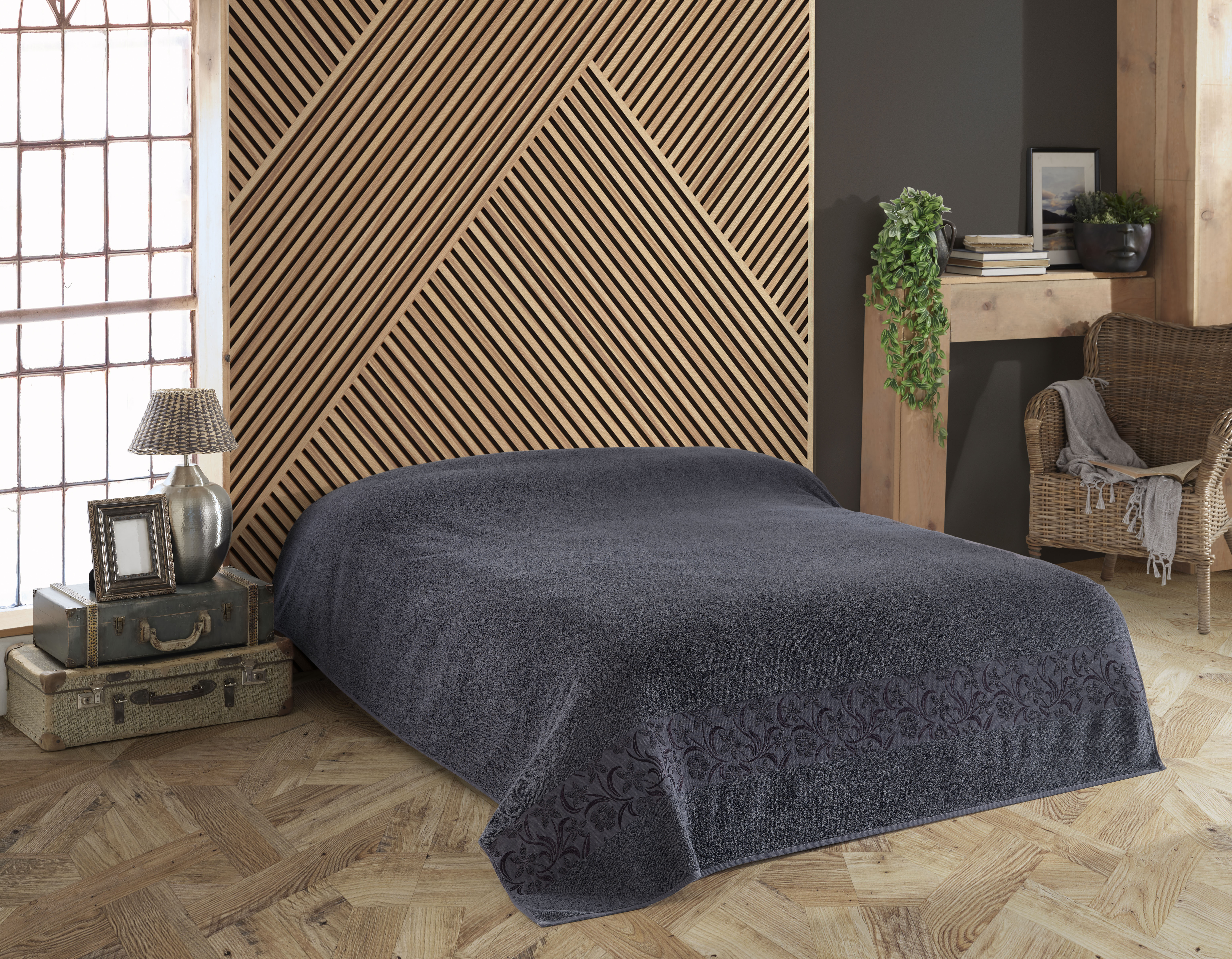 

Махровая простынь Пике Gold Soft Life Daisy 200*220 см антрацит (ts-02721)
