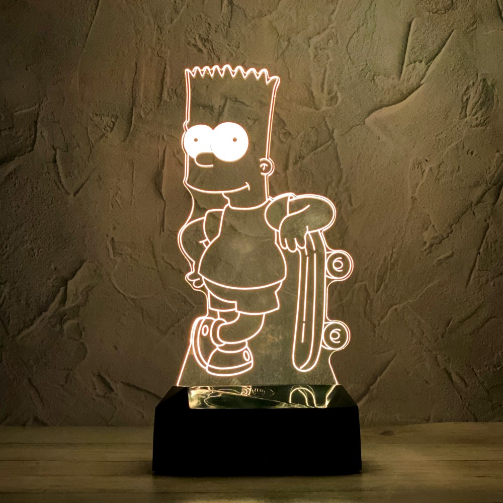 

3D светильник с пультом и аккумулятором 3D Lamp Барт Симпсон (LР-33715)