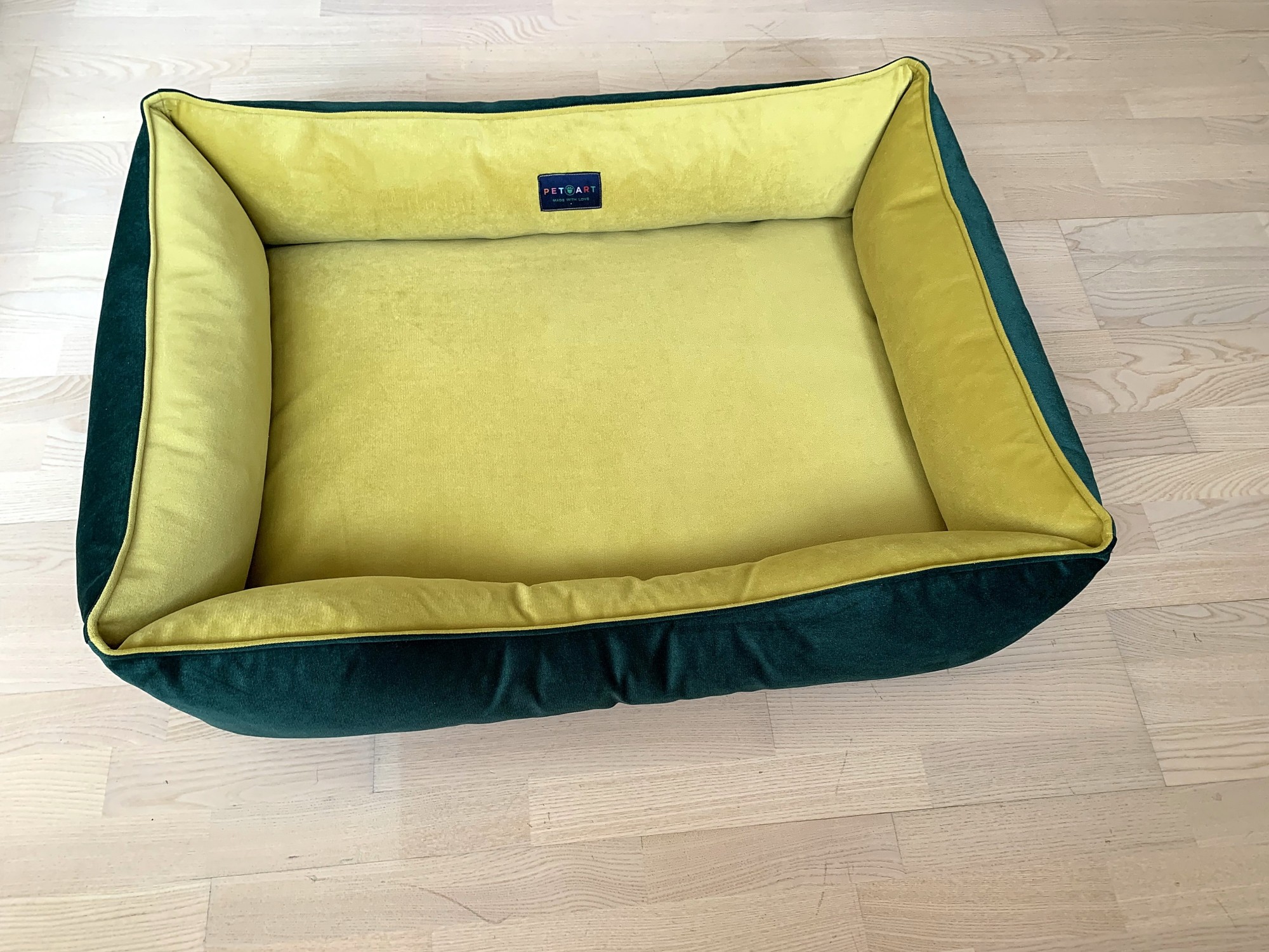 

Двусторонний лежак PET-ART sleeper размер 65x90 двухцветный изумрудно - желтый