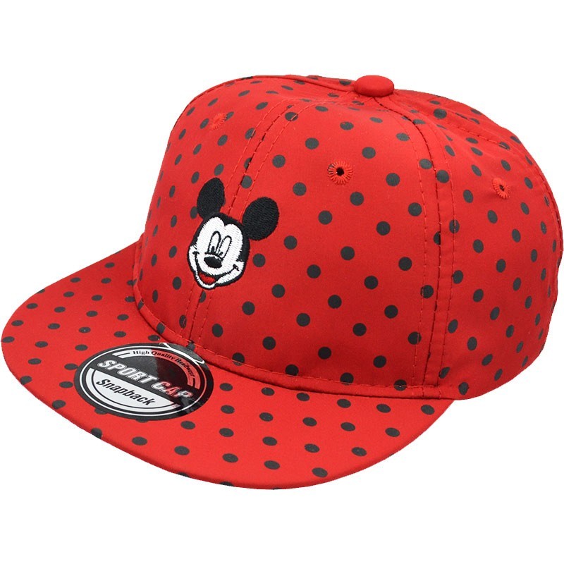 

Детская кепка бейсболка Mickey Mouse красная в черный горошек на застежке 49-54 см 700-2815