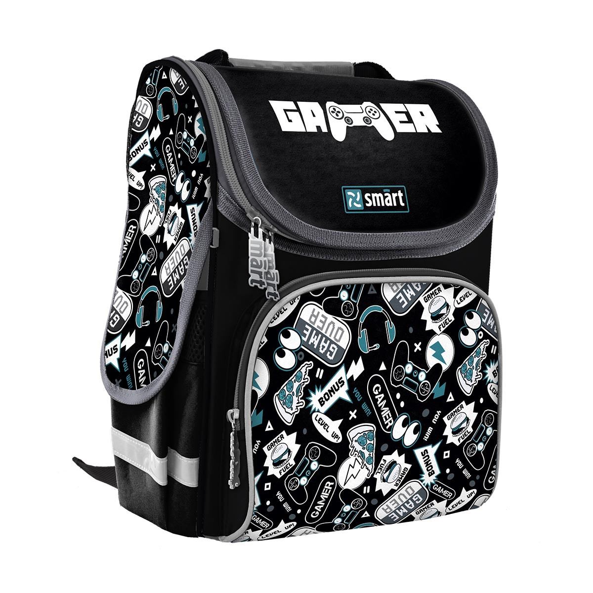 

Рюкзак школьный каркасный SMART PG-11 Gamer world черный (556705)