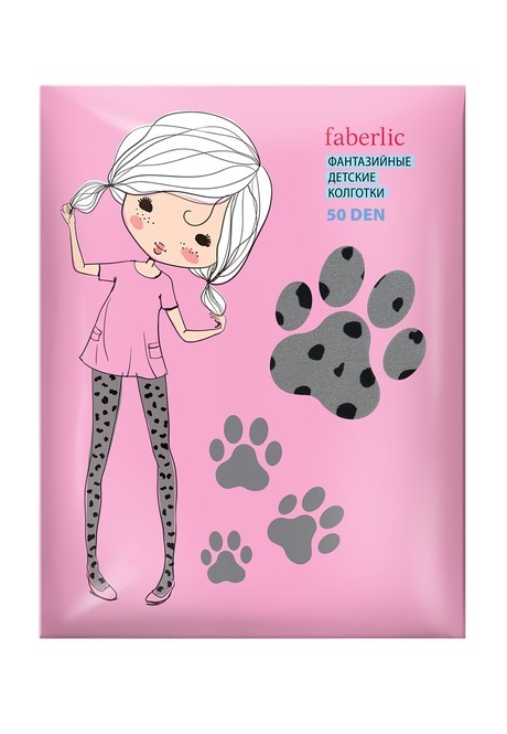 

Колготки детские с леопардовым принтом, плотность 50 den, цвет серый, размер 92-98, Moda Faberlic