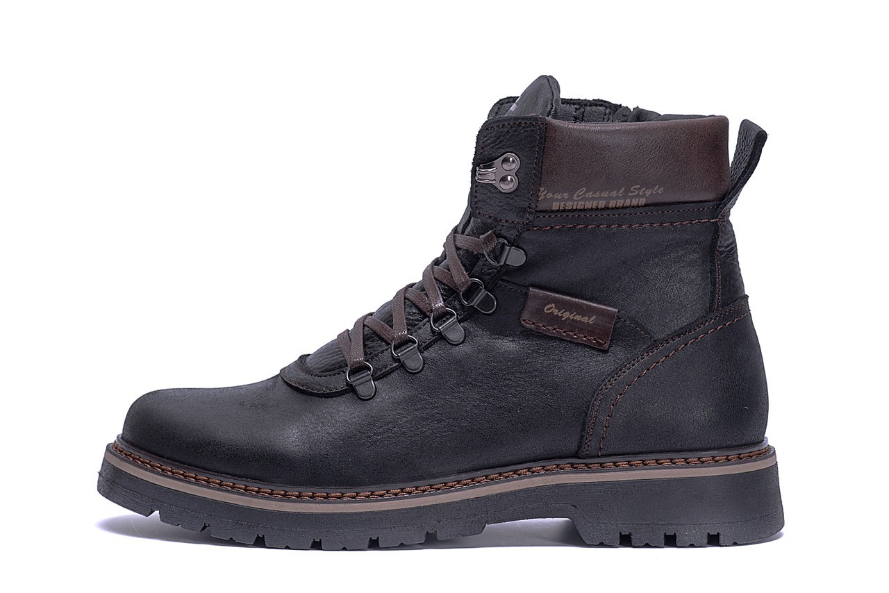 

Мужские зимние кожаные ботинки ZG Black Military Style р.42
