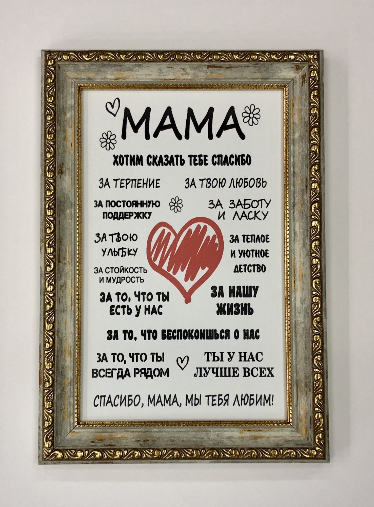 

Постер "Мама, хотим сказать тебе СПАСИБО" в раме 220х325мм Frames Posters Decor