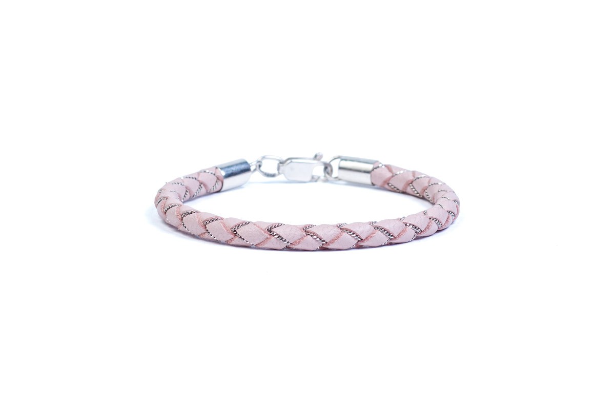 

Браслет из кожи и серебра Band Silver Pink 17 Розовый