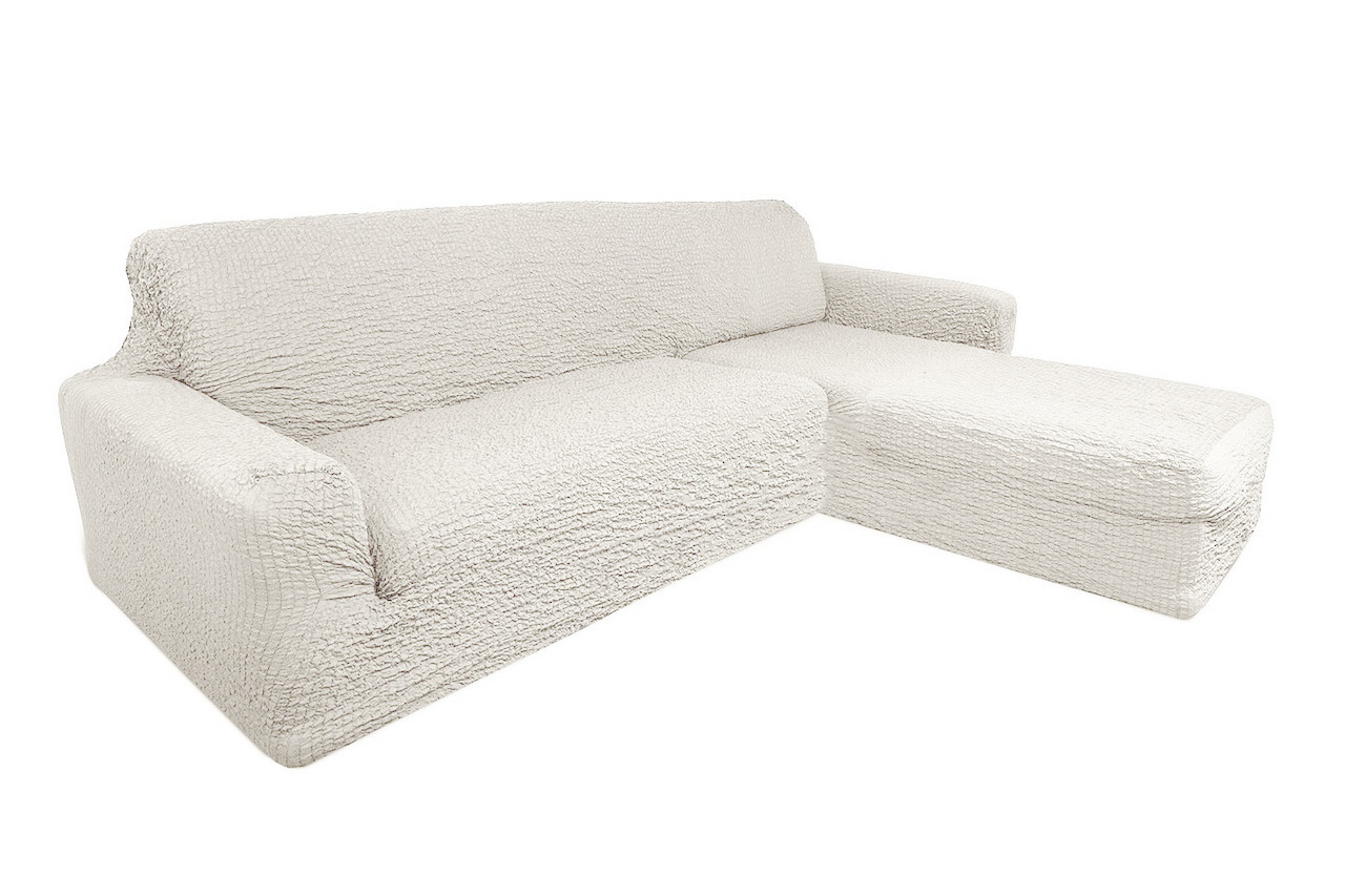 

Чехол для мебели Naperine диван угловой с выступом жатка без оборки Молочный