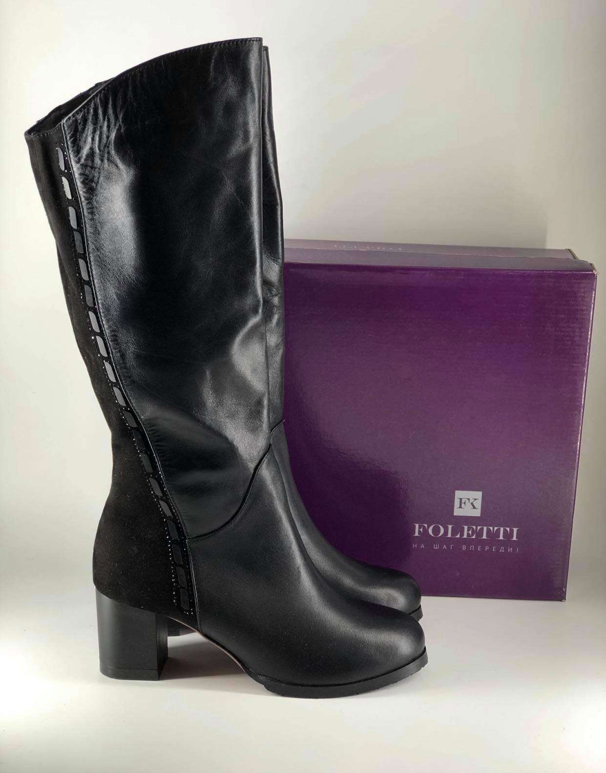 

женские сапоги Foletti 60-45 кожа 39 р. 25,5 см. черные
