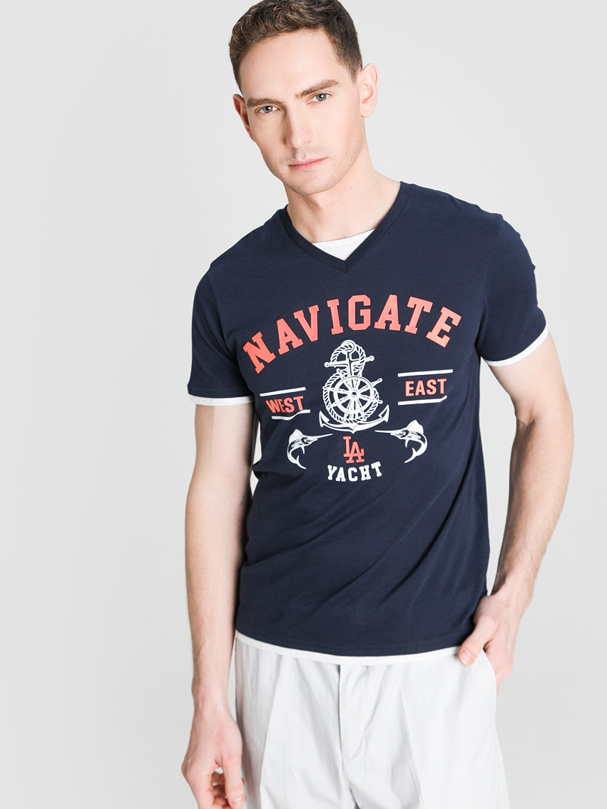 

Футболка O'STIN Casual GH7G87FTHY S Синяя