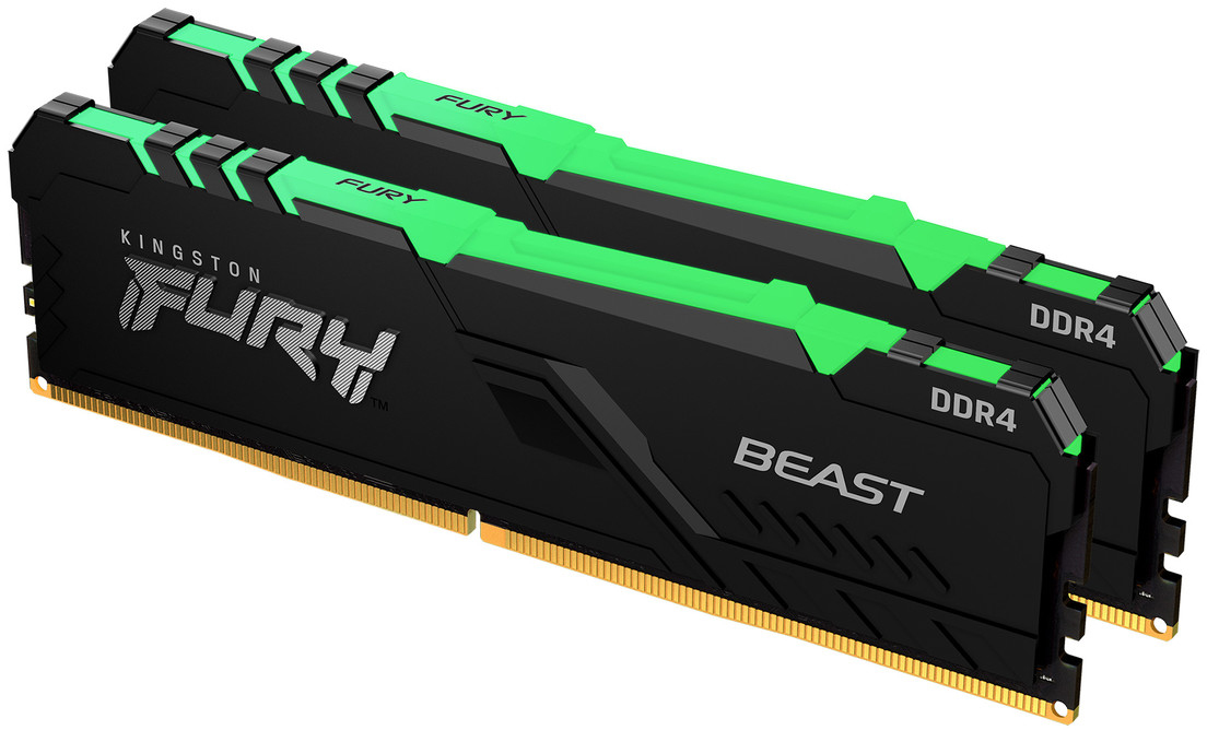 

Оперативная память Kingston Fury DDR4-2666 32768MB PC4-21300 (Kit of 2x16384) Beast RGB Black (KF426C16BBAK2/32)