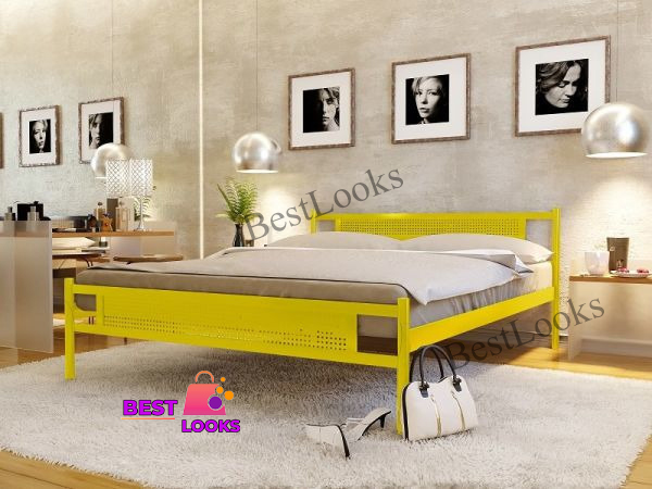 

Кровать металлическая двуспальная 180х200 Метакам Флай New-2 Желтый